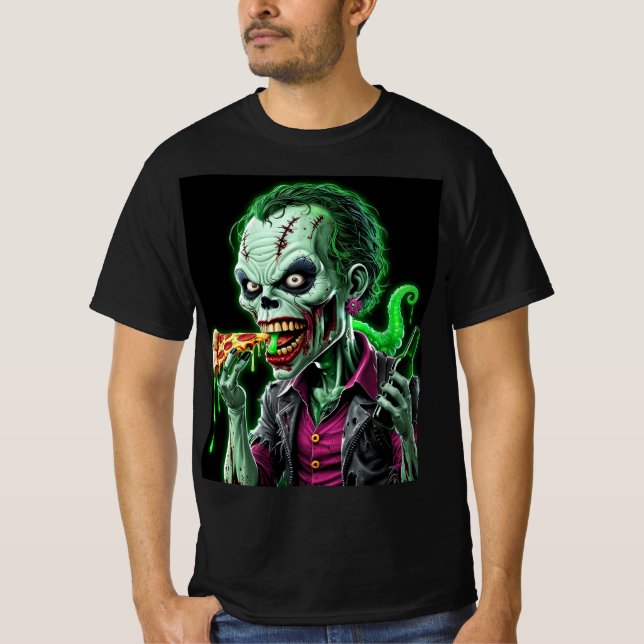 Horror Joker Zombie: Füttre mir Fleisch T-Shirt (Vorderseite)