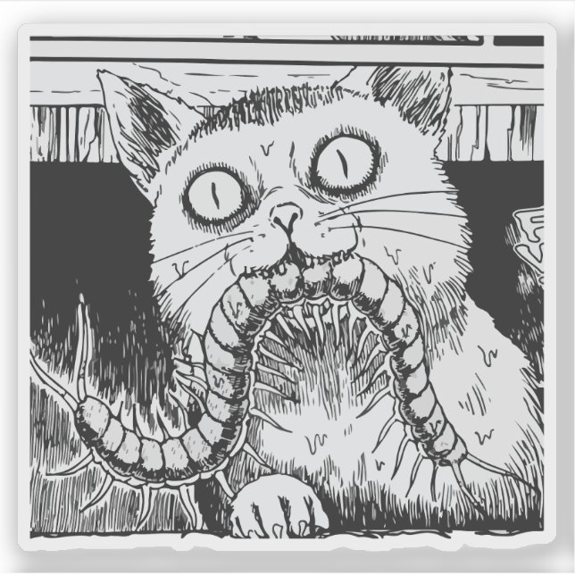 Horror-Katze Anime-Kunst Aufkleber (Vorderseite)