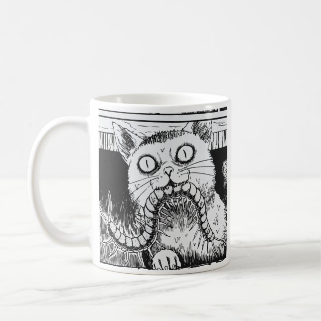 Horror-Katze Anime-Kunst Kaffeetasse (Links)