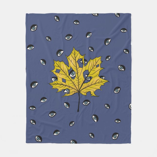 Horror Leaf Creepy Botanische Kunst Fleecedecke (Vorderseite)