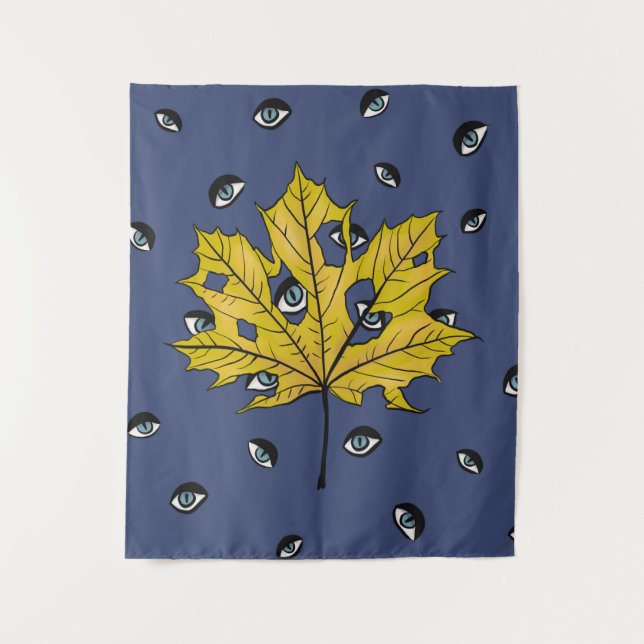 Horror Leaf Creepy Botanische Kunst Wandteppich (Vorderseite)