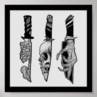 Horror Messer, Dotwork-Stil - Druck Poster
