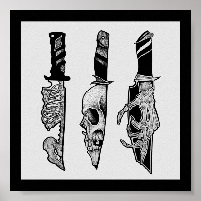 Horror Messer, Dotwork-Stil - Druck Poster (Vorne)