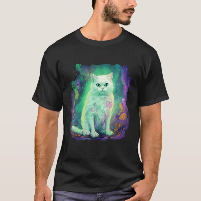 Horror Monster Geist Katze Geist Halloween T-Shirt (Vorderseite)