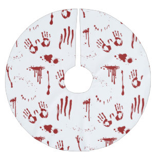 Horror Movie Blood Spritzer Bloody Handprints Polyester Weihnachtsbaumdecke