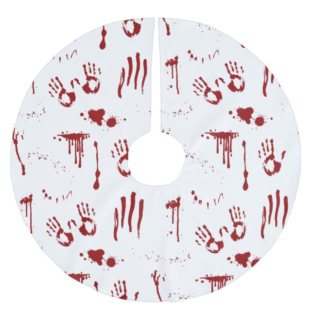 Horror Movie Blood Spritzer Bloody Handprints Polyester Weihnachtsbaumdecke (Vorderseite)