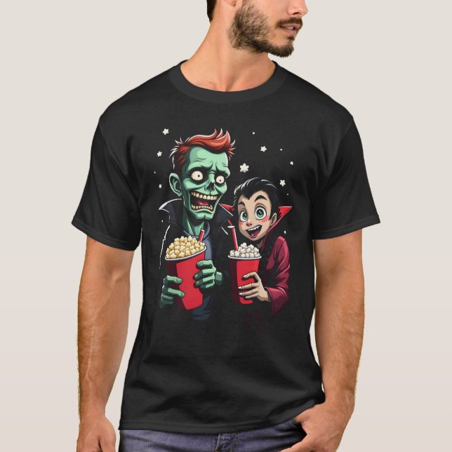 Horror Movie Marathon Spooky Snacks T-Shirt (Vorderseite)