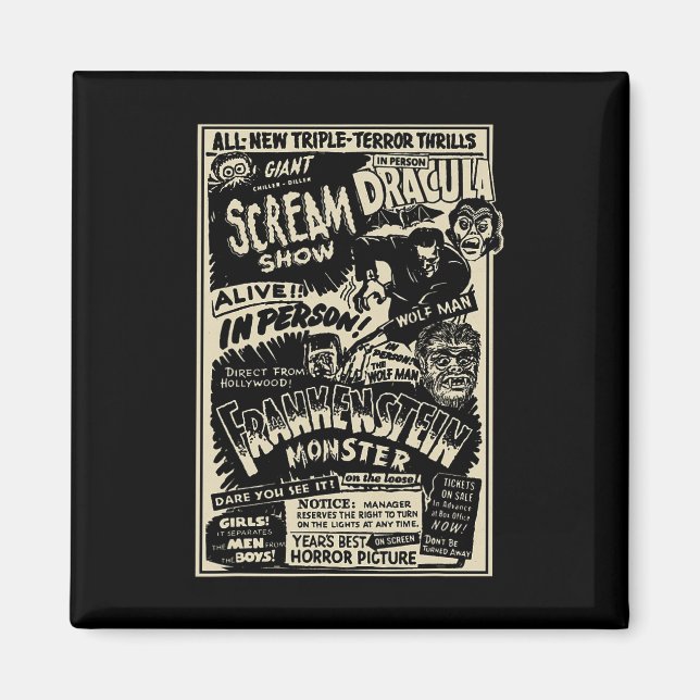 Horror Movie Monster Mummy Dracula Werewolf Franke Magnet (Vorne)