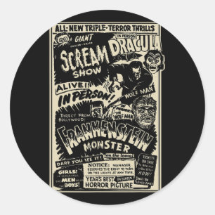Horror Movie Monster Mummy Dracula Werewolf Franke Runder Aufkleber