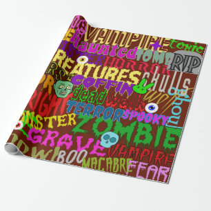 Horror Movie Style Words Collage Geschenkpapier