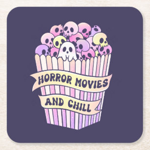 Horror Movies and Chill Niedlich Halloween Rechteckiger Pappuntersetzer