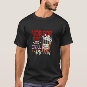Horror Movies and Chill popcorn lustiger Schädel H T-Shirt