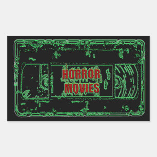 Horror Movies VHS-Neon Green Rechteckiger Aufkleber