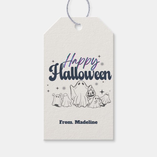 Horror nachts Einladungen zum niedlichen Halloween Geschenkanhänger (Vorderseite)