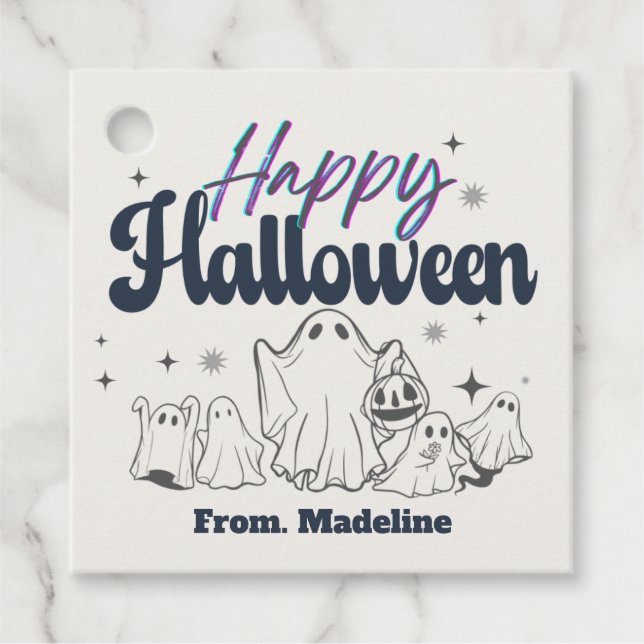 Horror nachts Einladungen zum niedlichen Halloween Geschenkanhänger (Vorderseite)