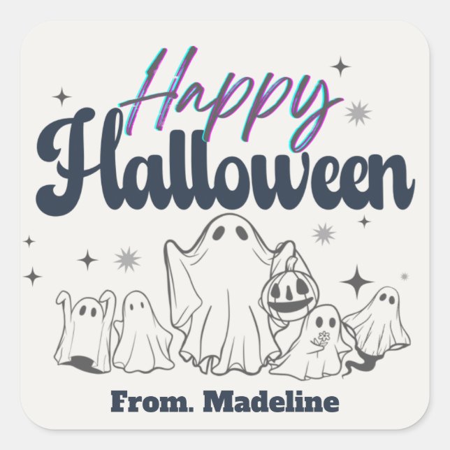 Horror nachts Einladungen zum niedlichen Halloween Quadratischer Aufkleber (Vorderseite)