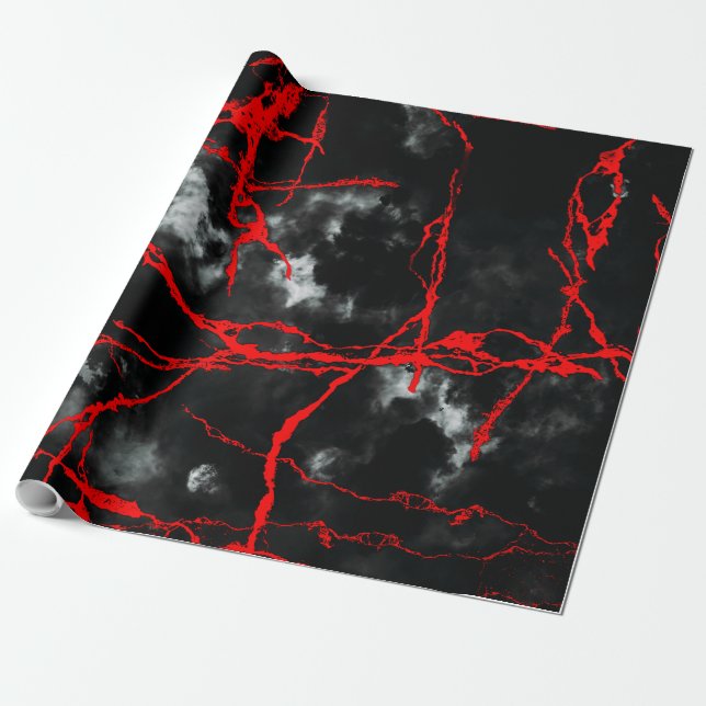 Horror Night Goth - Schwarz und Weiß, Rot Geschenkpapier (Ungerollt)