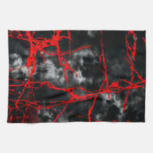 Horror Night Goth - Schwarz und Weiß, Rot Geschirrtuch