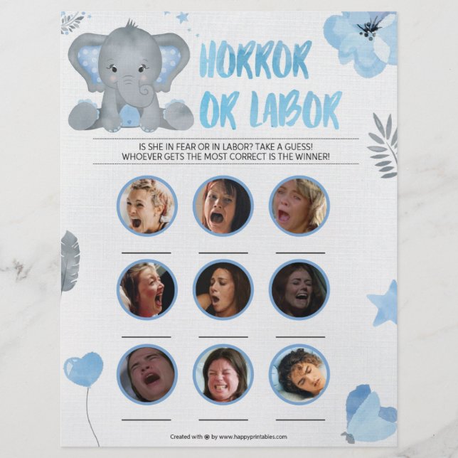 Horror oder Arbeitskraft [Baby Elephant [blau] Briefbogen (Vorderseite)