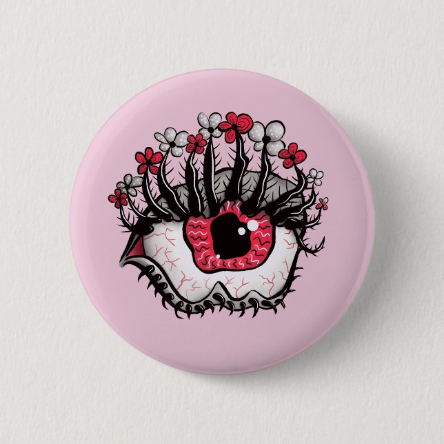 Horror Pastel Goth Eye Macabre Pink Creepy Button (Vorderseite)