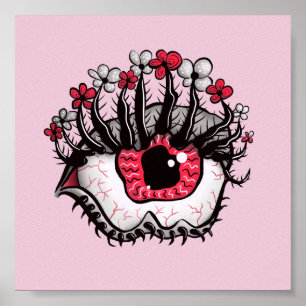 Horror Pastel Goth Eye Macabre Pink Creepy Poster