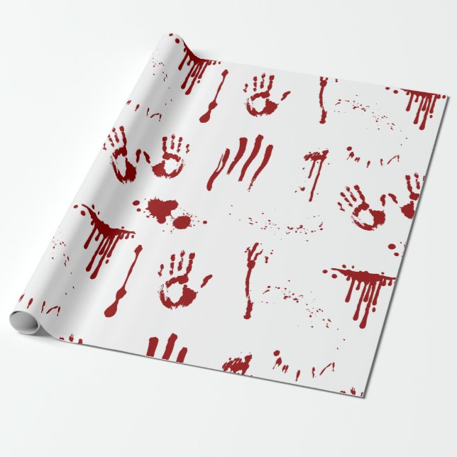 Horror Psycho Bloody Handprints Blutspatter Geschenkpapier (Ungerollt)