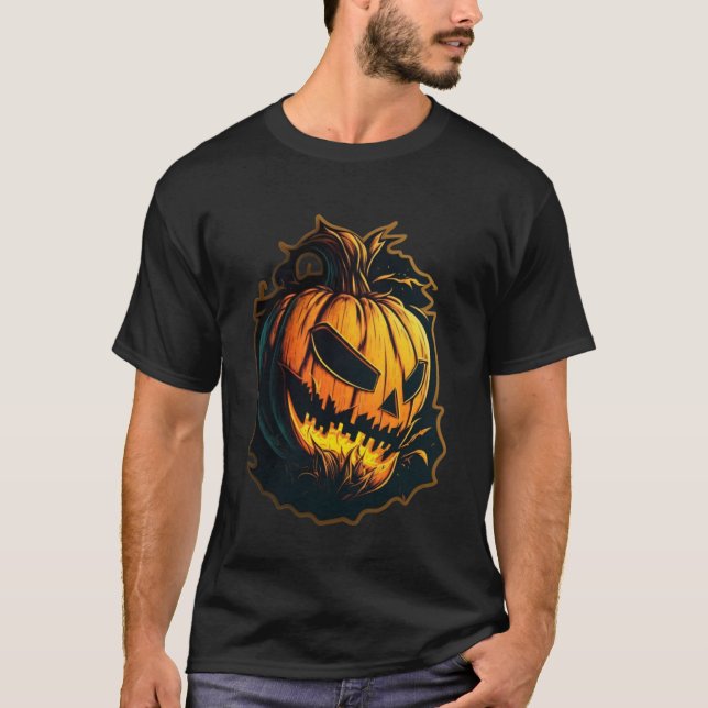 Horror Pumpkin Monster Albtraum Beängstigend Bewun T-Shirt (Vorderseite)