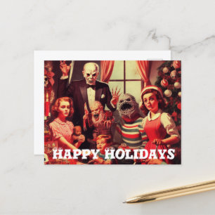 Horror Retro Happy Holidays Weihnachten Postkarte