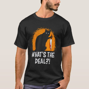 Horror-Shirt Katze mit blutbeflecktem Messer Hallo T-Shirt