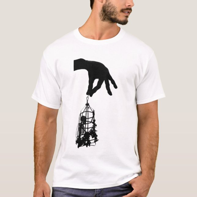 Horror Skeleton Creepy Human Skelettkäfig T-Shirt (Vorderseite)