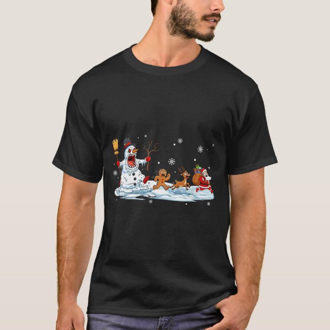 Horror Snowman Christmas Reindeer Gingerbread Sant T-Shirt (Vorderseite)