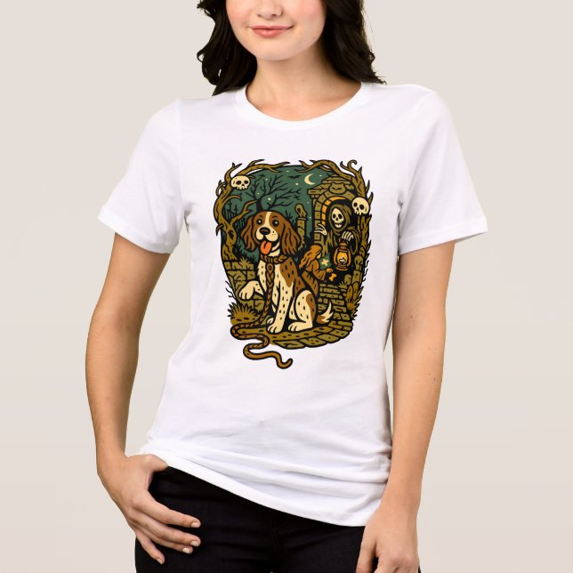 Horror Spooky Skeleton Dog Aesthetic Tri-Blend Shirt (Vorderseite)