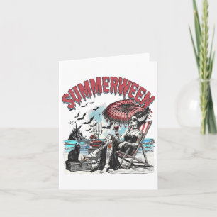 Horror Summerween Halloween Vintag Beac Karte