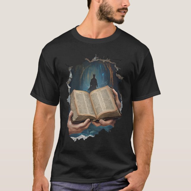 Horror-T - Shirt der verfluchten Bibliothek - Goti (Vorderseite)