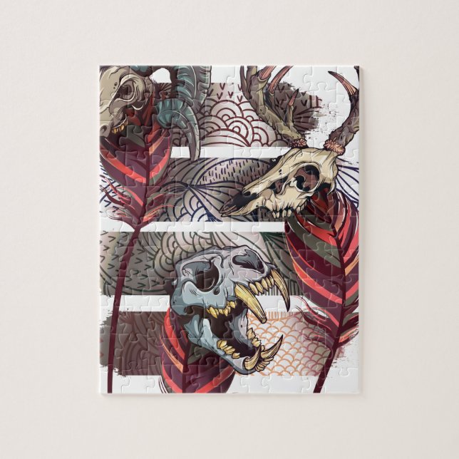 Horror-Tierfluch-Skelett-Schädel Puzzle (Vertikal)