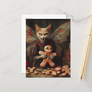 Horror Weihnachten Vampire Fairy Kitty Gingerbrot Postkarte
