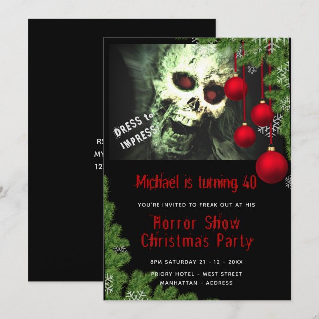 HORROR Weihnachts-Party laden Dead Creepy Zombies  Einladung (Vorne/Hinten)