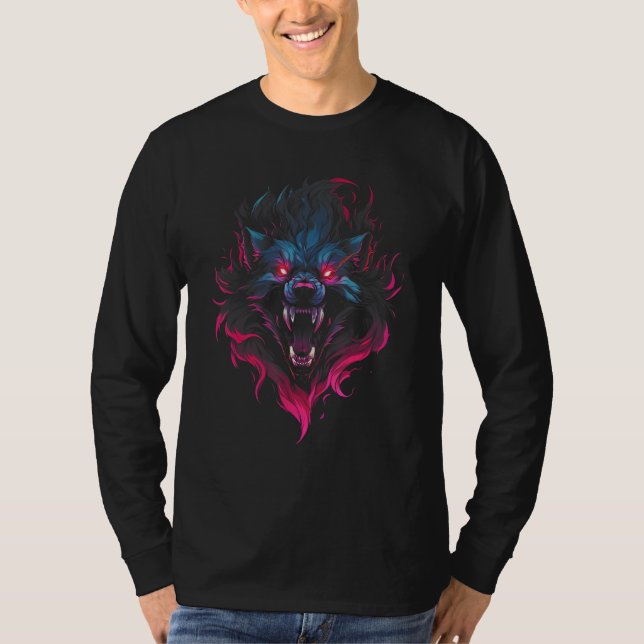 Horror Werewolf Head Halloween Mythology Wolf Shif T-Shirt (Vorderseite)