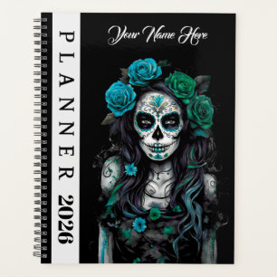 Horror Women Scull Jahr 2026 Monatsschwarz Planer