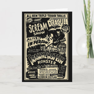 Horrorfilm-Monster Mumie Dracula Werwolf Frankenst Karte