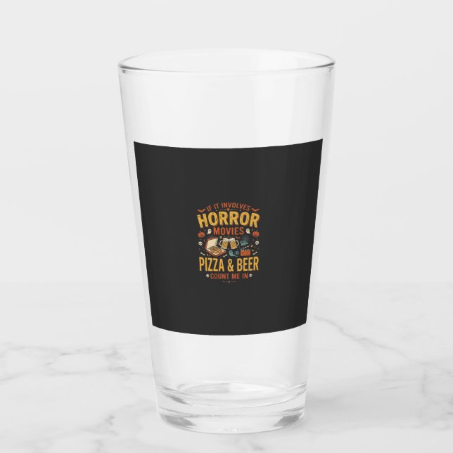Horrorfilme Pizza Bier Halloween Design_1 Glas (Vorderseite)