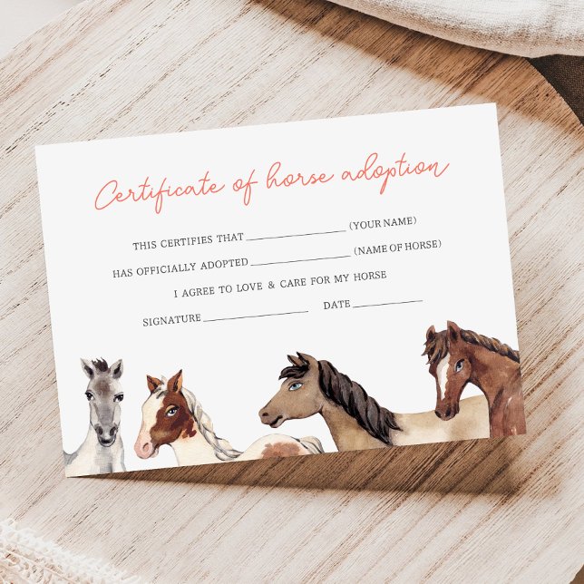 Horse Adoption Fill in Certificate Card (Von Creator hochgeladen)