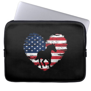 Horse American Flag Heart USA Patriotic Pride Laptopschutzhülle