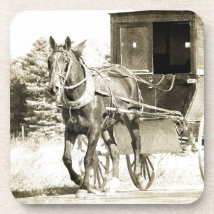 Horse and Buggy Sepia Getränkeuntersetzer
