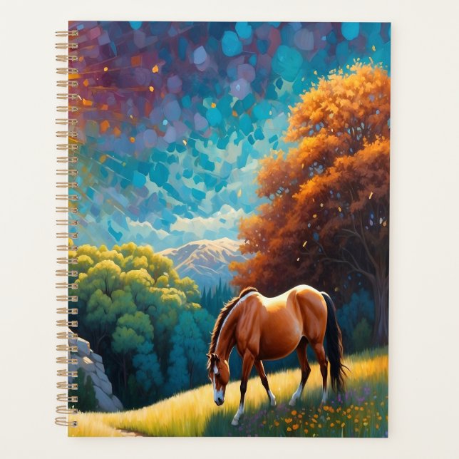 Horse and Flowers in a colorful meadow Planer (Vorderseite)