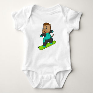 Horse as Snowboarder with Snowboard Baby Strampler