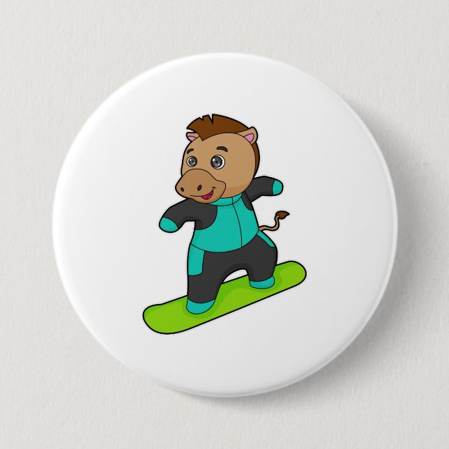 Horse as Snowboarder with Snowboard Button (Vorderseite)