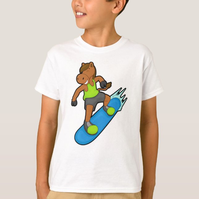 Horse as Snowboarder with Snowboard T-Shirt (Vorderseite)