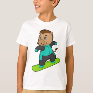 Horse as Snowboarder with Snowboard T-Shirt