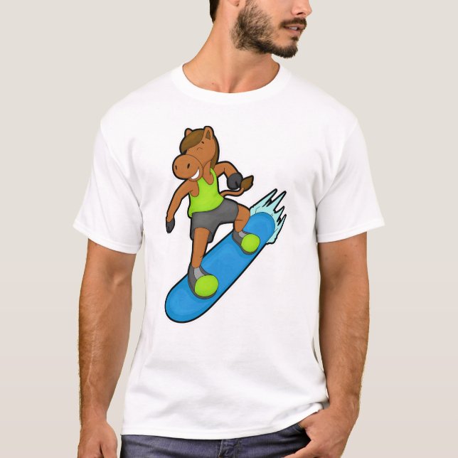 Horse as Snowboarder with Snowboard T-Shirt (Vorderseite)